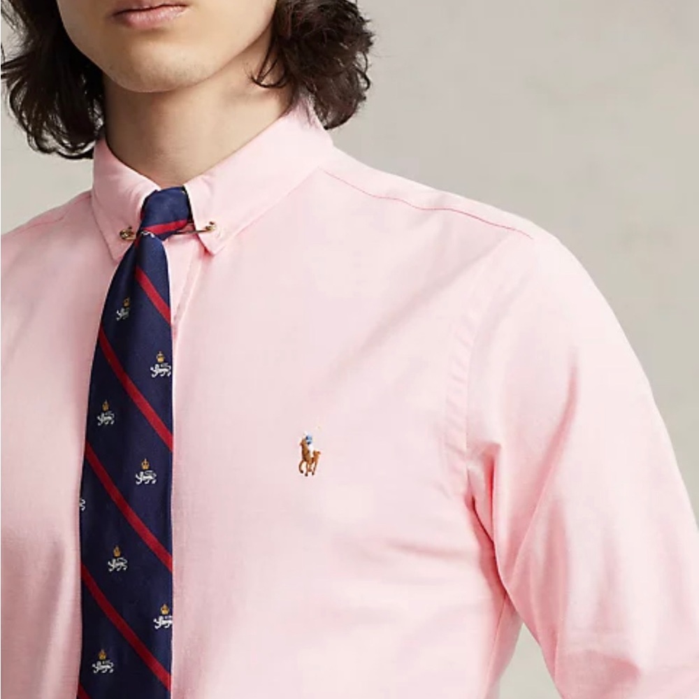 Polo Ralph Lauren Slim Fit Stretch Oxford Pink Shirt Size M - Picture 3 of 14